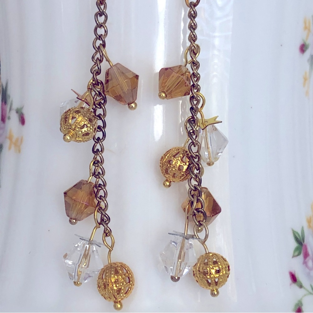 Dangling Crystal Earrings Vintage Vibe New Hand Crafted